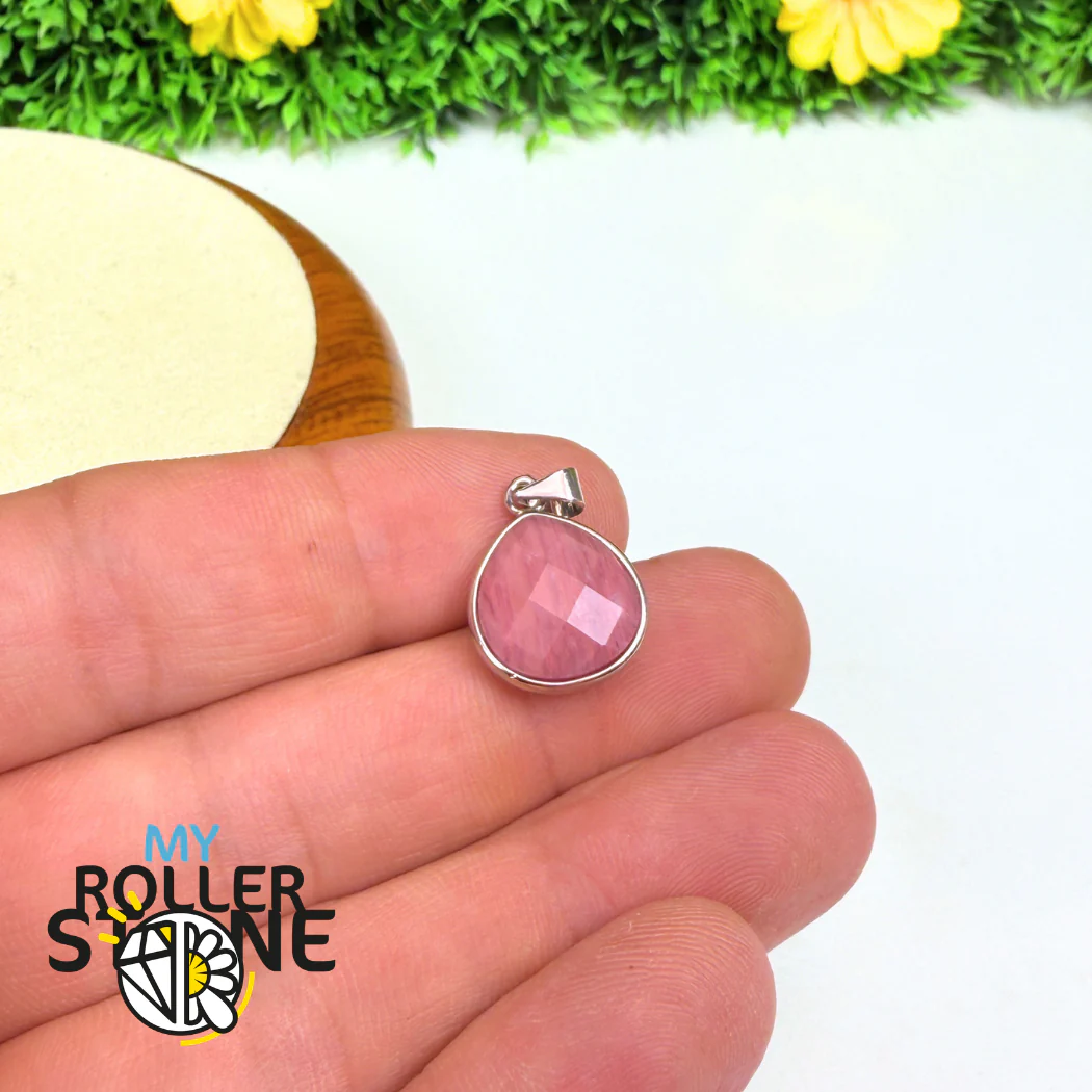 Pendentif Rhodonite Facetté Argenté