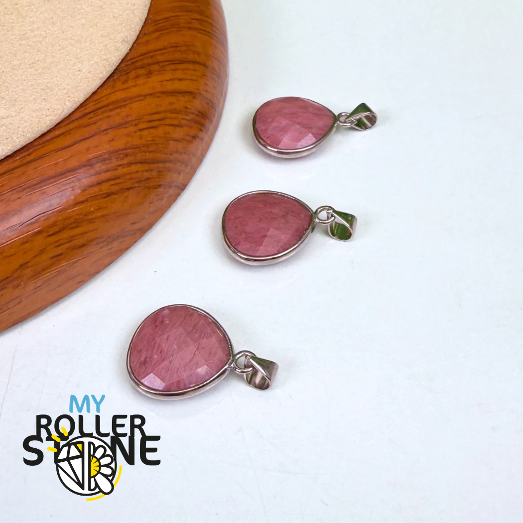 Pendentif Rhodonite Facetté Argenté - Image 3