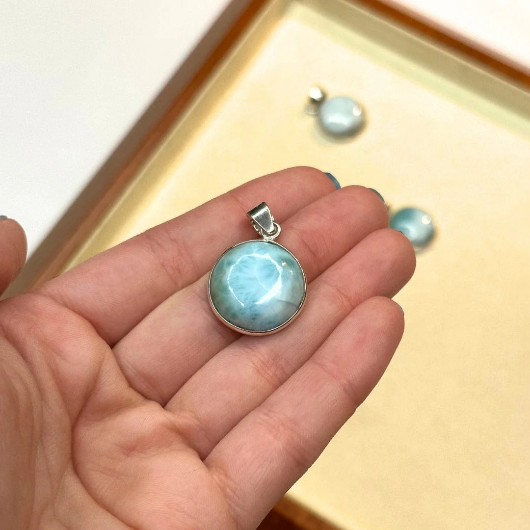 Pendentif Rond Larimar Argent 925 - Image 2