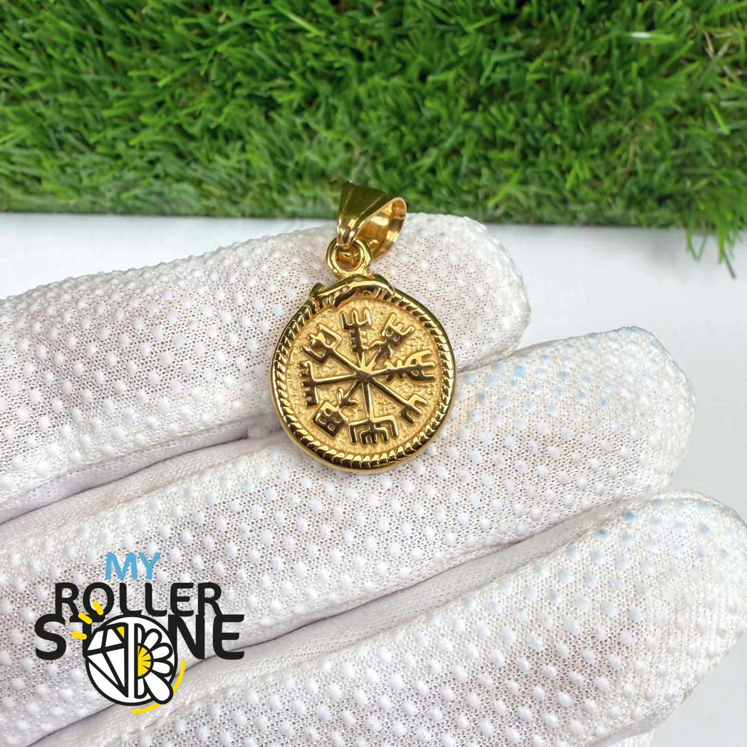 Pendentif Rune acier inoxydable Doré - Image 2