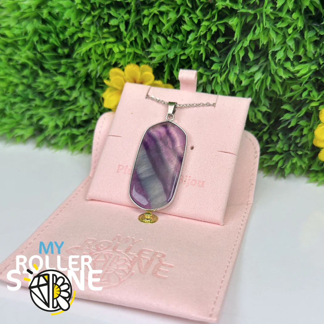 Pendentif serti plaque en Fluorite arc en ciel - Image 3