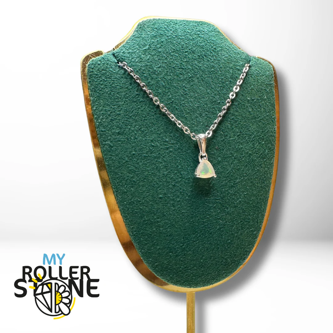Pendentif Solitaire Opale Éthiopienne Trillon - Image 2