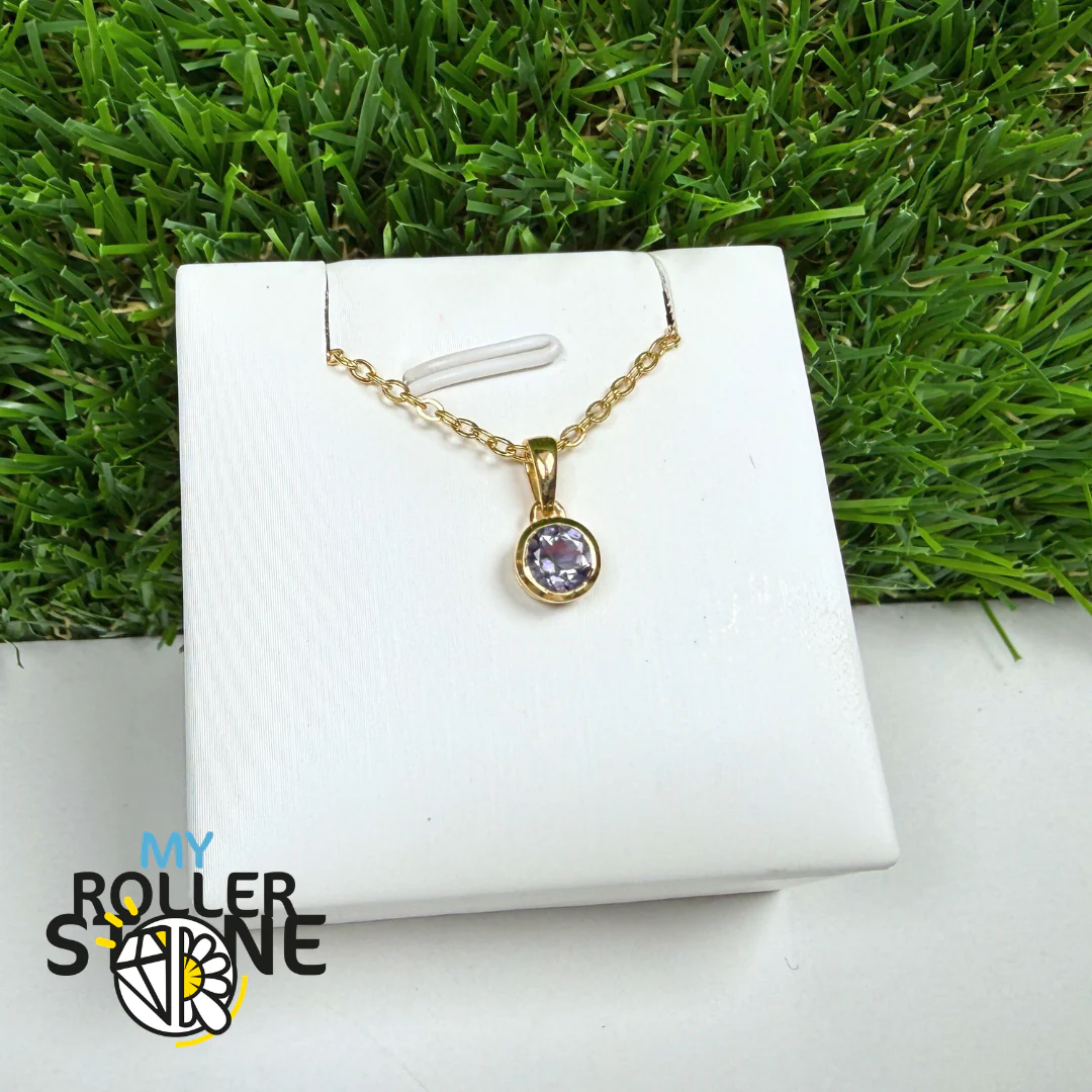 Pendentif Solitaire Tanzanite Rond Argent 925 plaqué Or