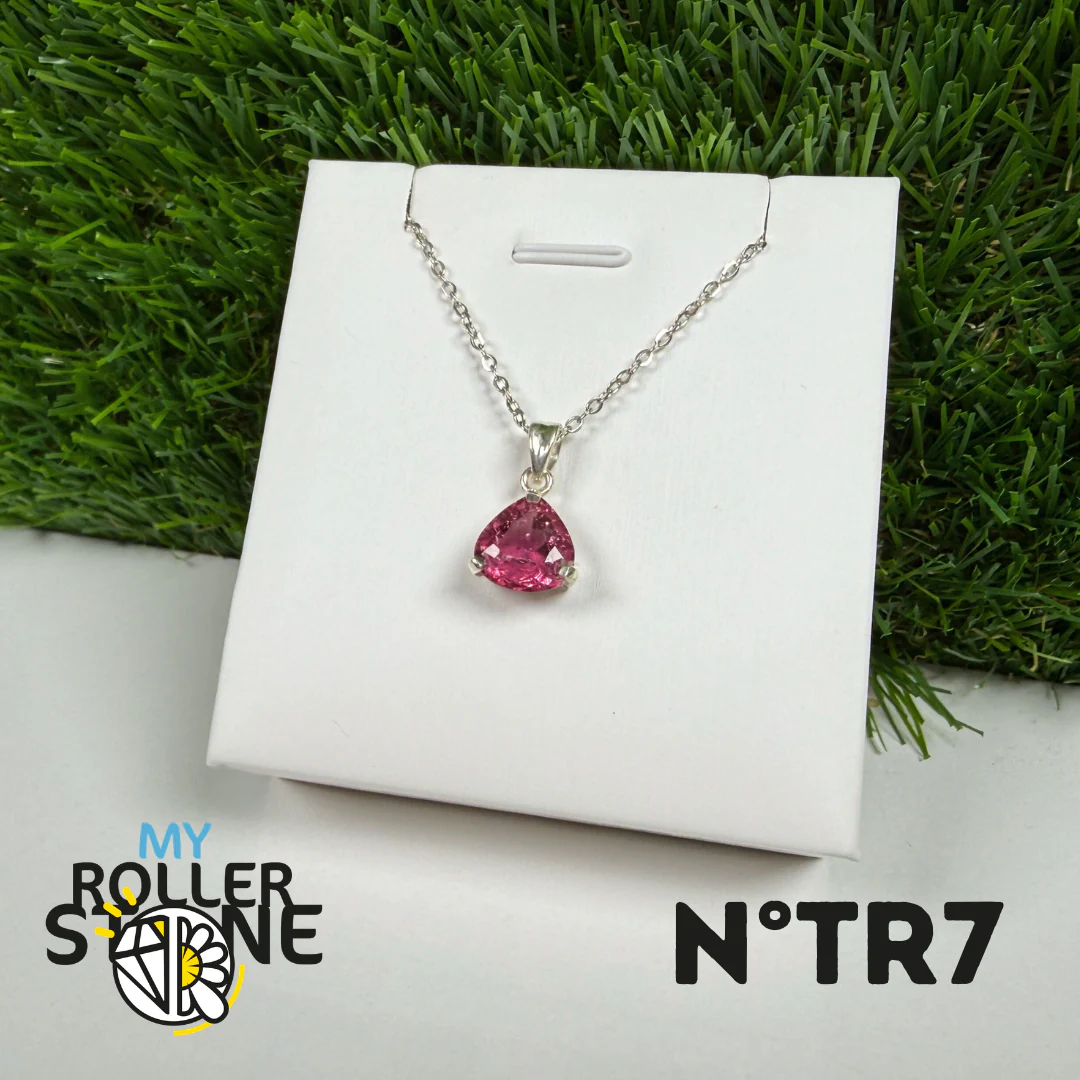 Pendentif Tourmaline Rose (Rubellite) – Argent 925- #7