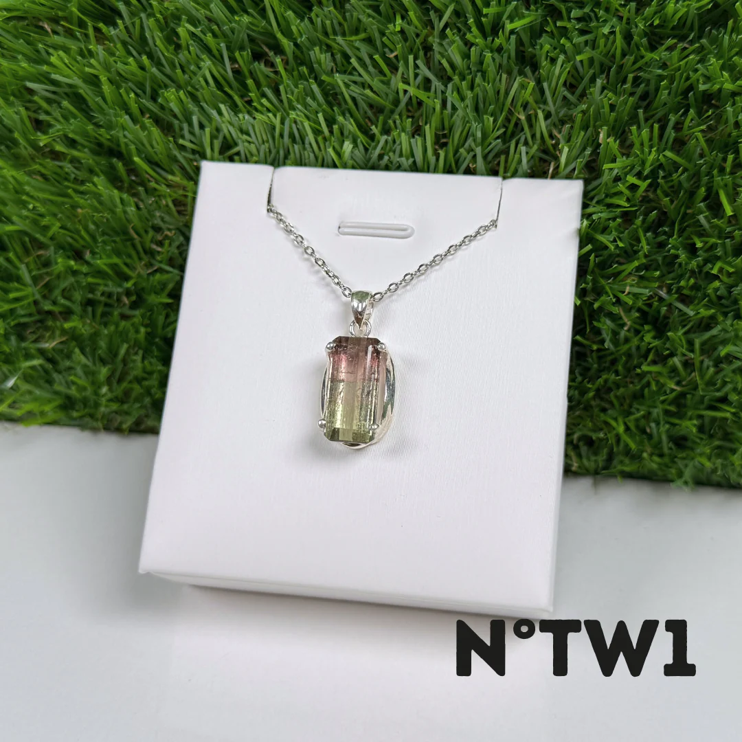 Pendentif Tourmaline Watermelon Argent 925 -#1