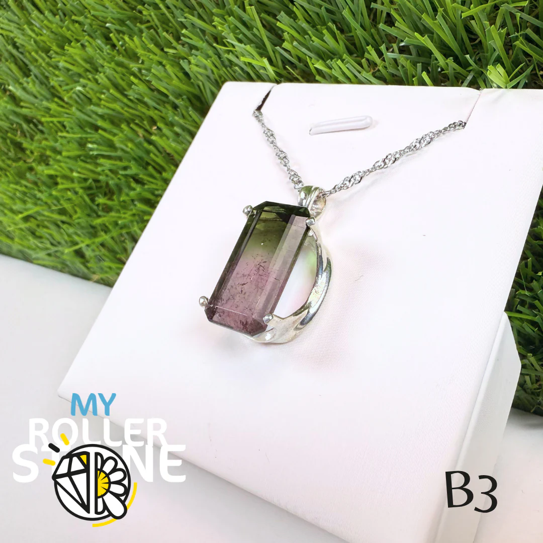 Pendentif Tourmaline Watermelon et Argent 925 B3+