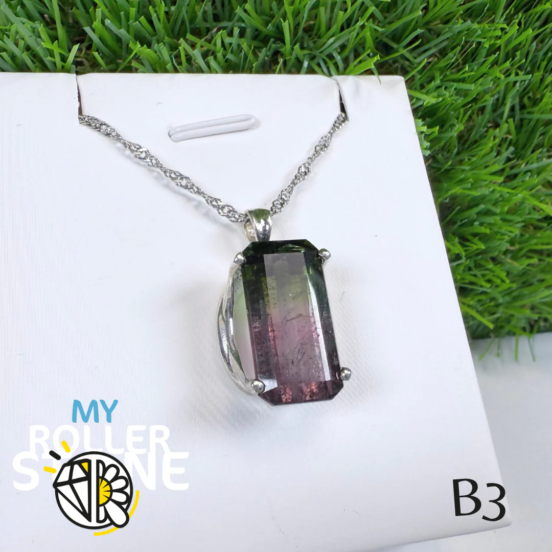 Pendentif Tourmaline Watermelon et Argent 925 B3+ - Image 2