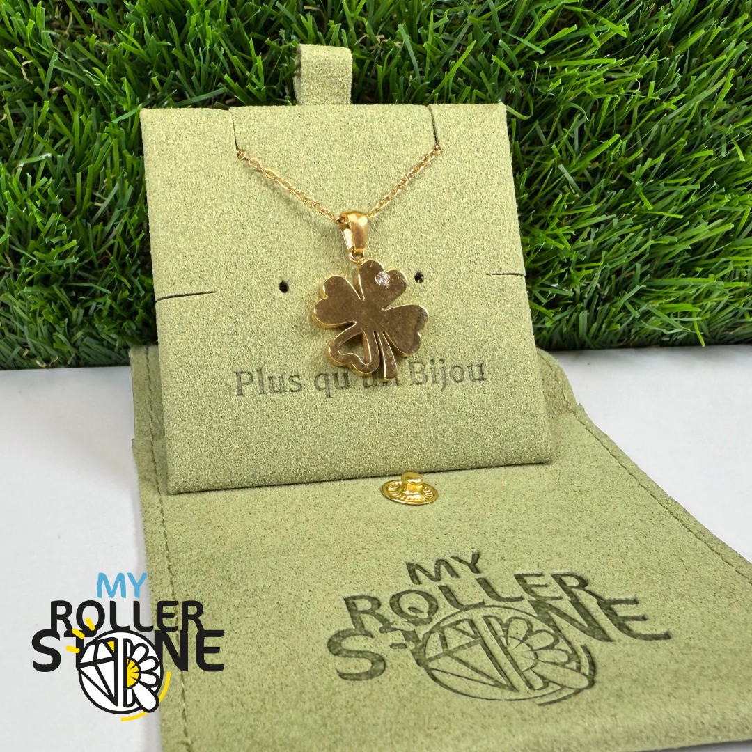 Pendentif Trèfle avec strass acier inoxydable doré - Image 2
