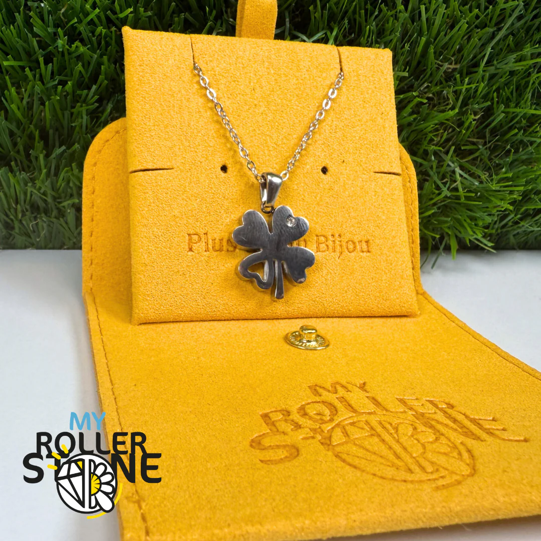 Pendentif Trèfle avec strass acier inoxydable argenté - Image 2