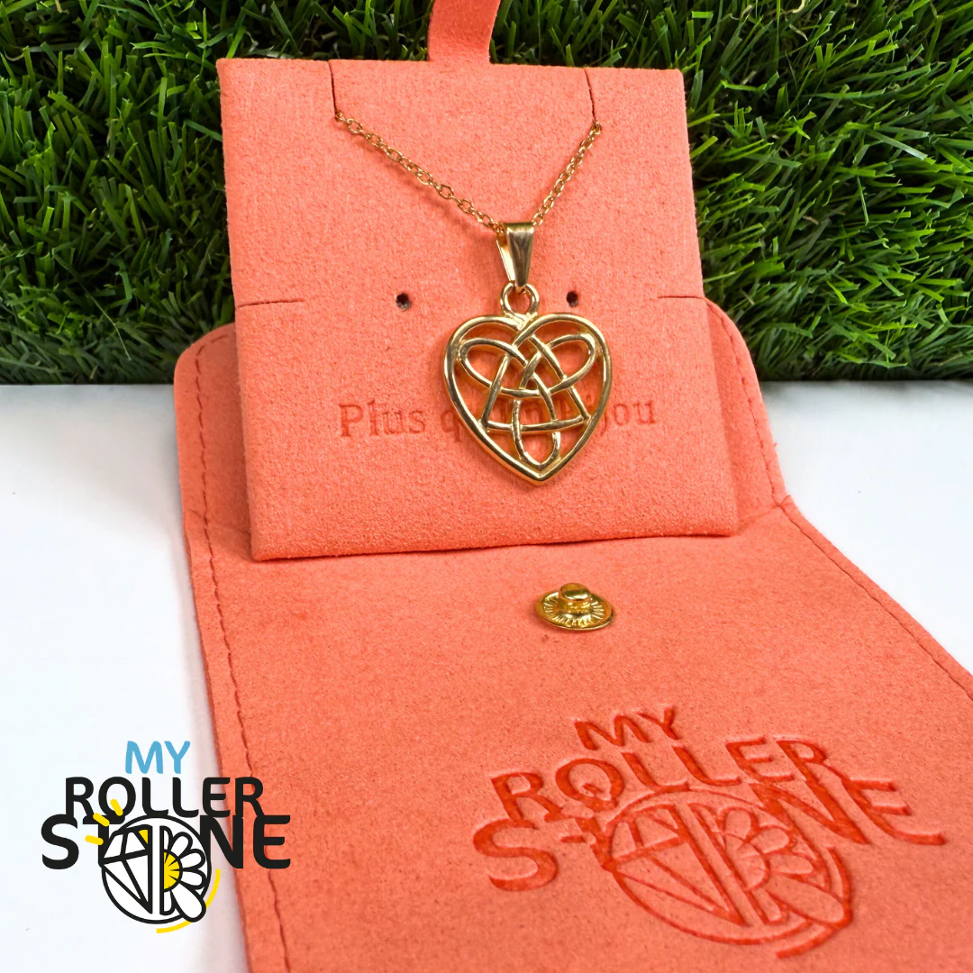 Pendentif Triskèle Coeur acier inoxydable doré - Image 3