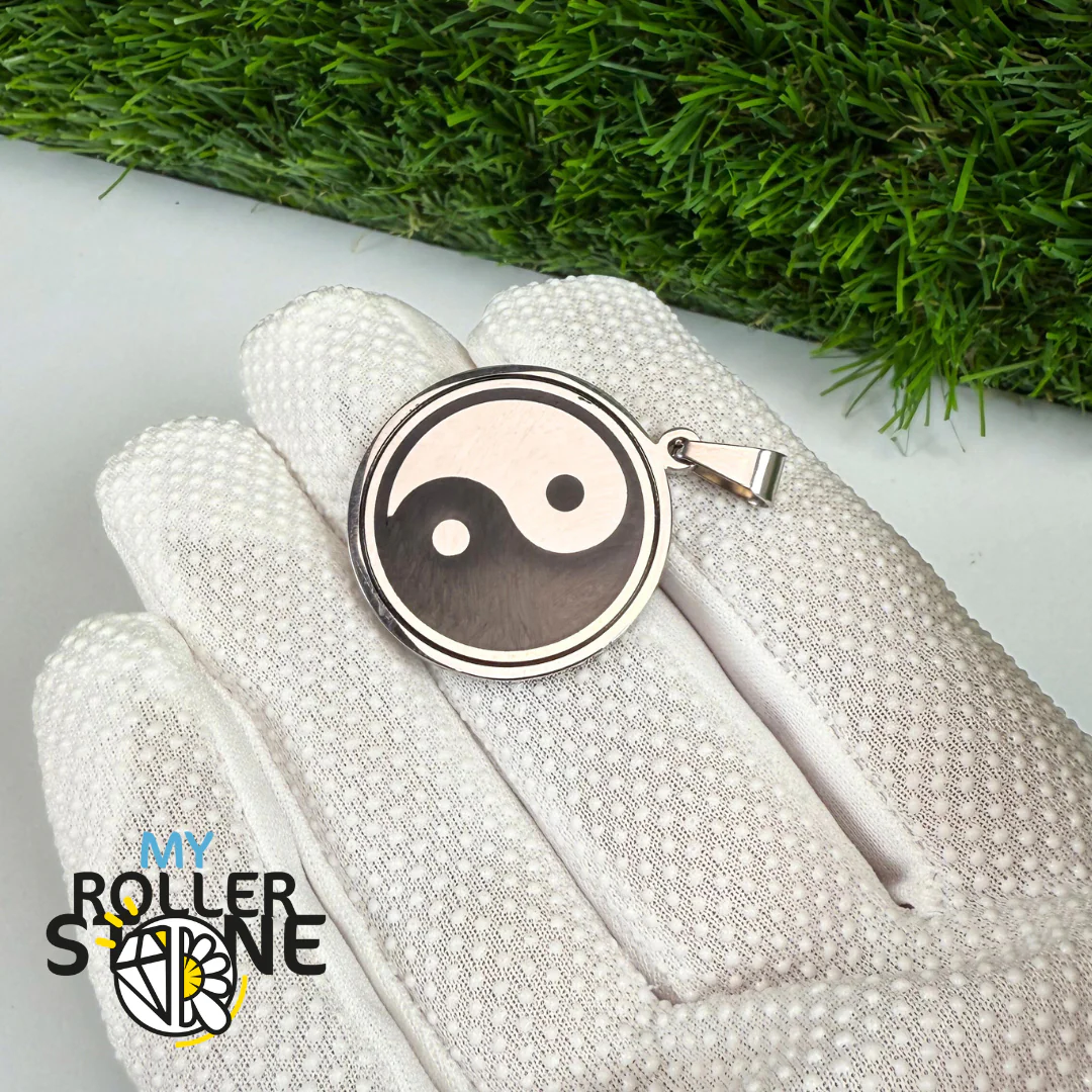 Pendentif yin yang acier inoxydable
