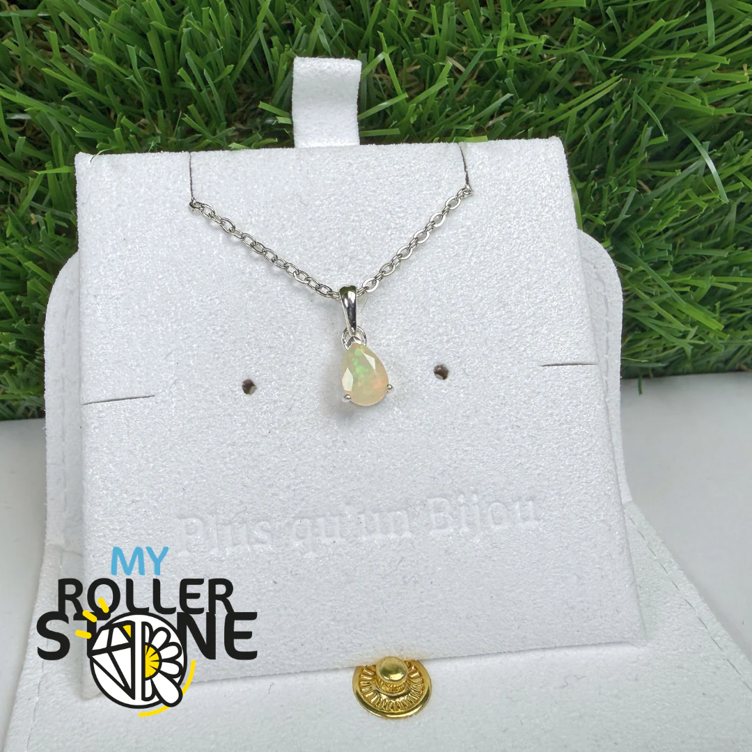 Pendentif Solitaire Opale Éthiopienne Poire