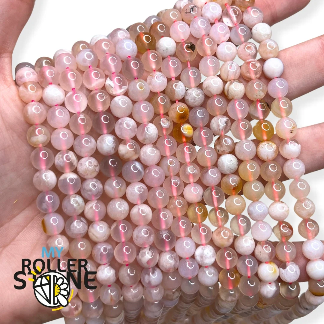 Perle Agate Fleur de cerisier 5A