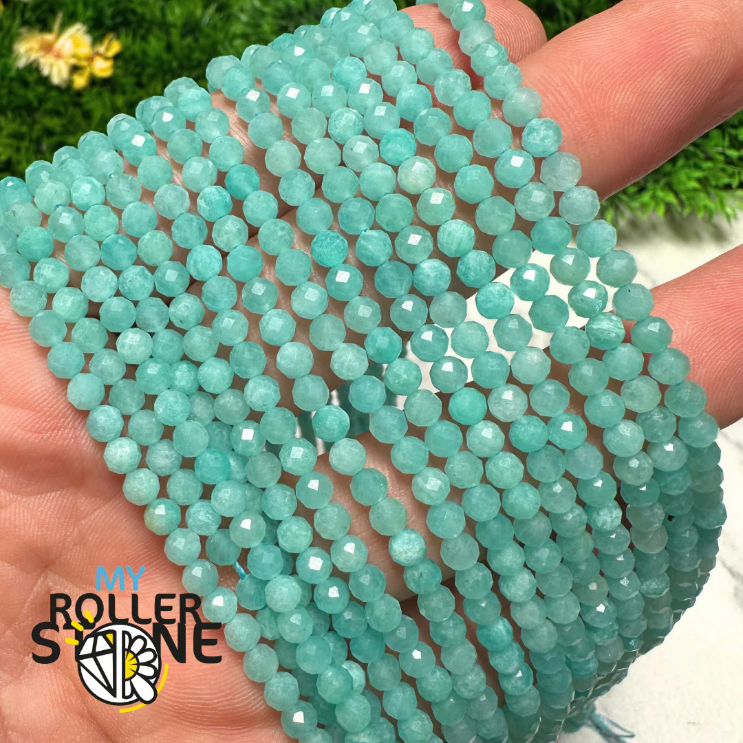 Perle Amazonite Bleue Facettée 3A 4 MM