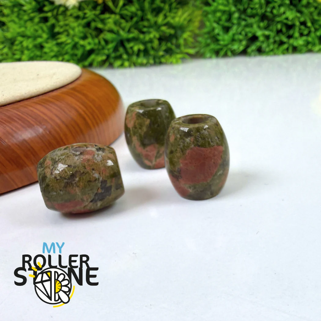 Perle Baril trou large (Quartz rose, Oeil de tigre, Unakite..) - Image 5
