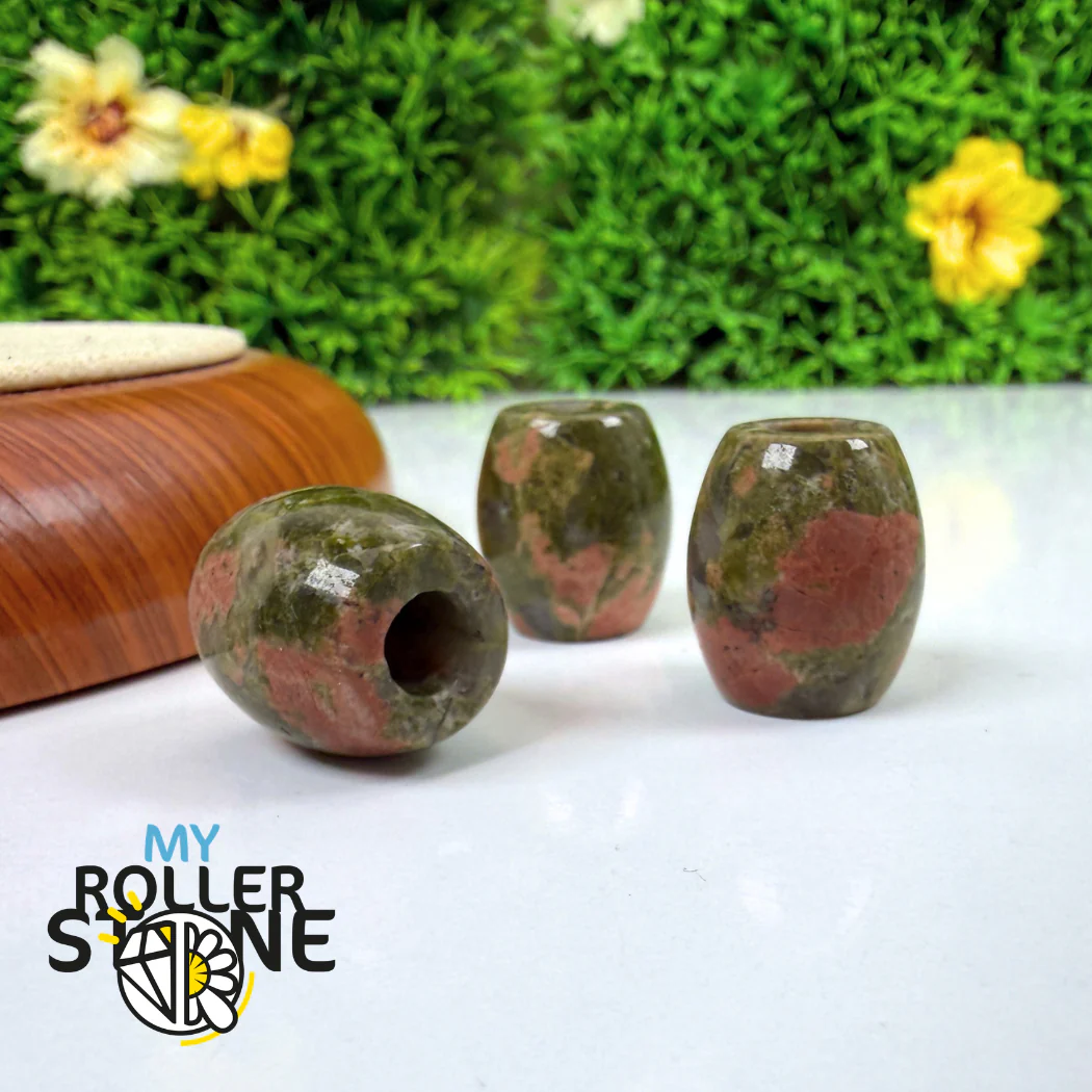 Perle Baril trou large (Quartz rose, Oeil de tigre, Unakite..) - Image 6