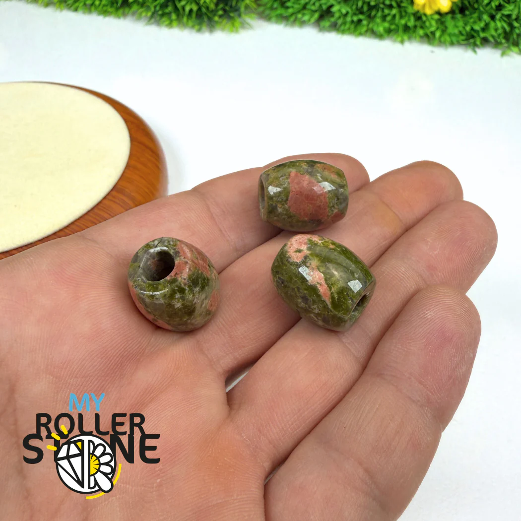 Perle Baril trou large (Quartz rose, Oeil de tigre, Unakite..) - Image 7