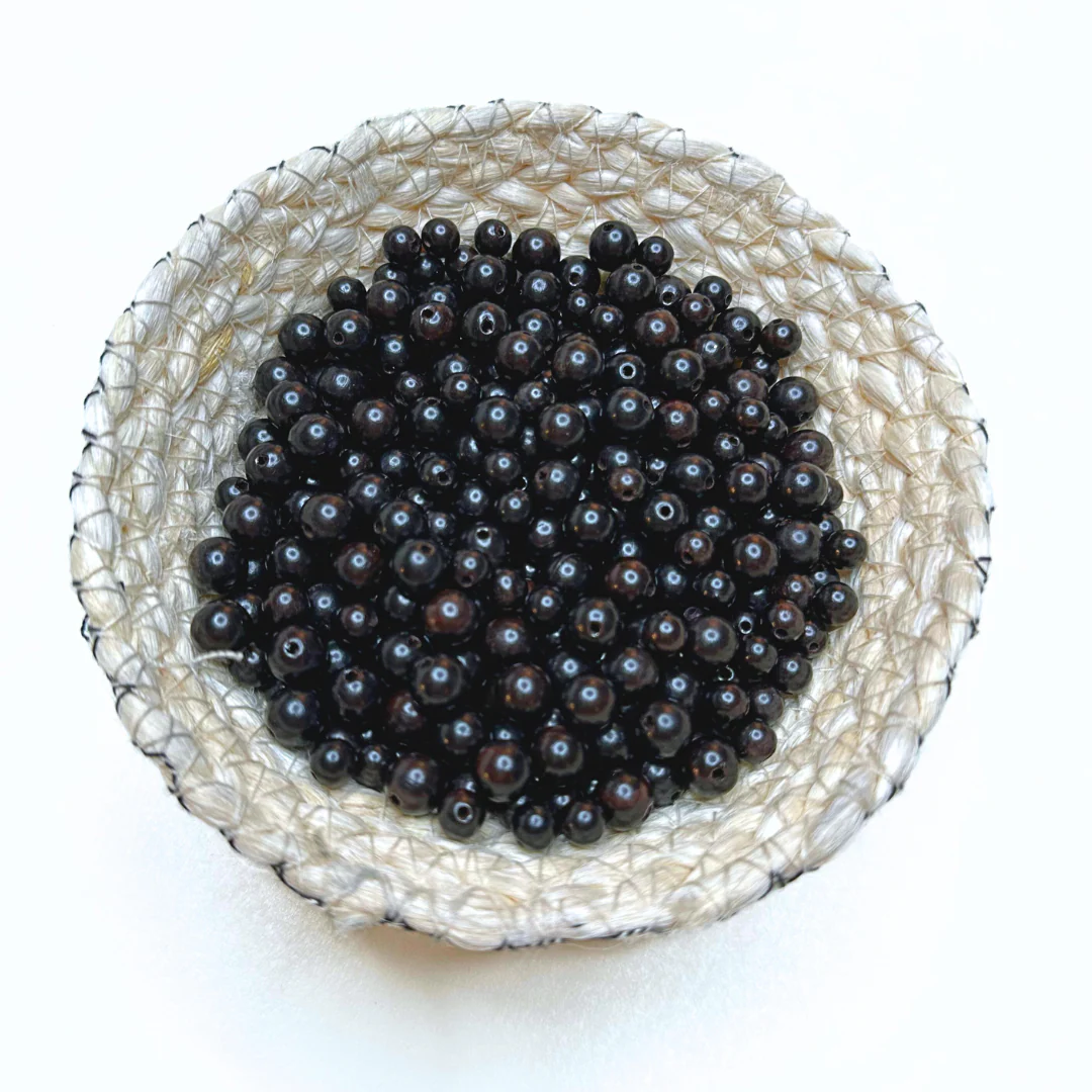 Perle bois d'Ébène ronde 6mm-8mm (Lot de 400 perles)