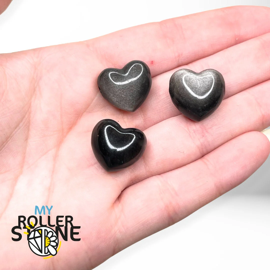 Perle Coeur Obsidienne Argentée - Image 2