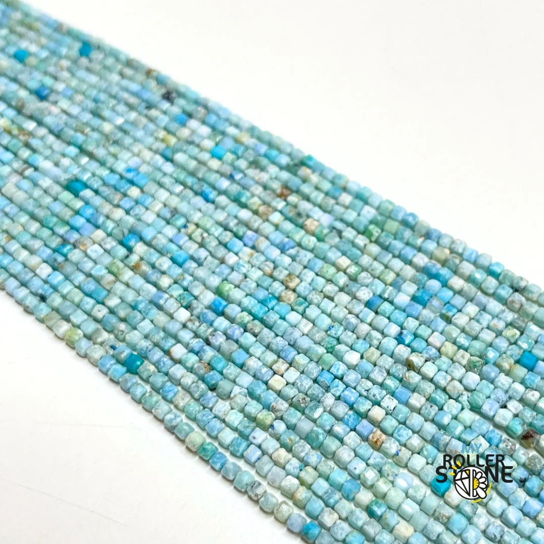 Perle Cubique Facettée Turquoise Pérou - Image 2
