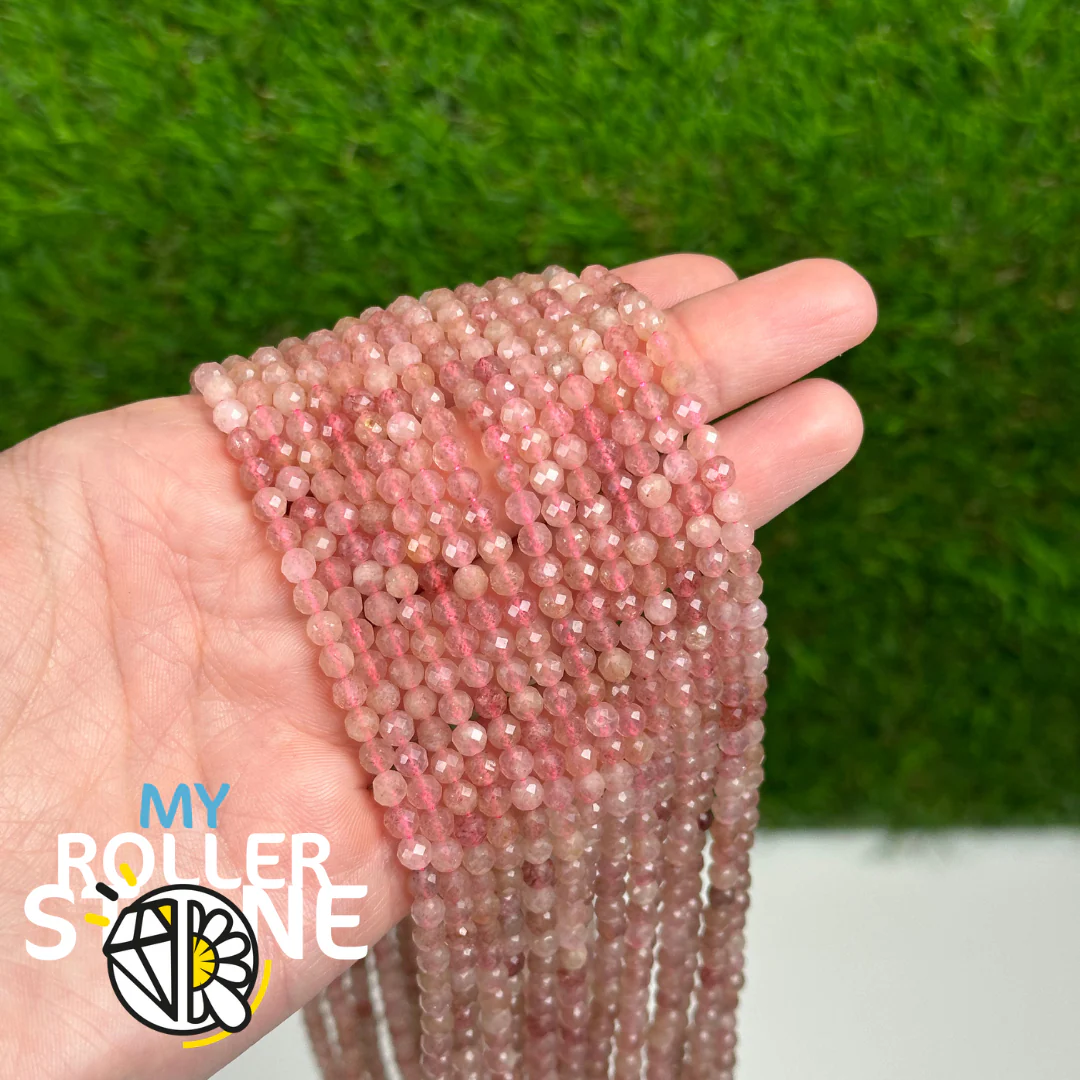 Perle Facettée Quartz fraise 1A 4MM