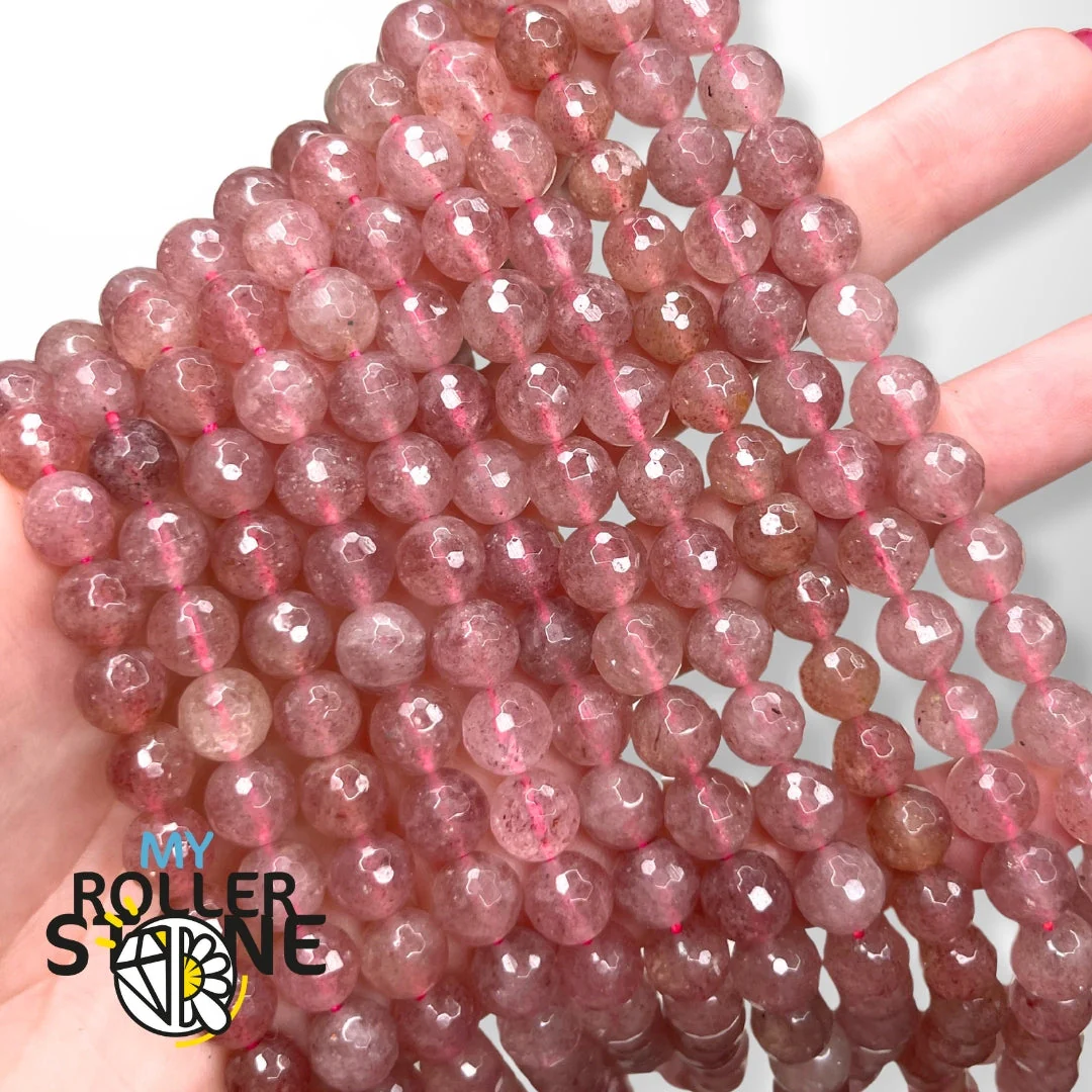 Perle Facettée Quartz fraise 8MM