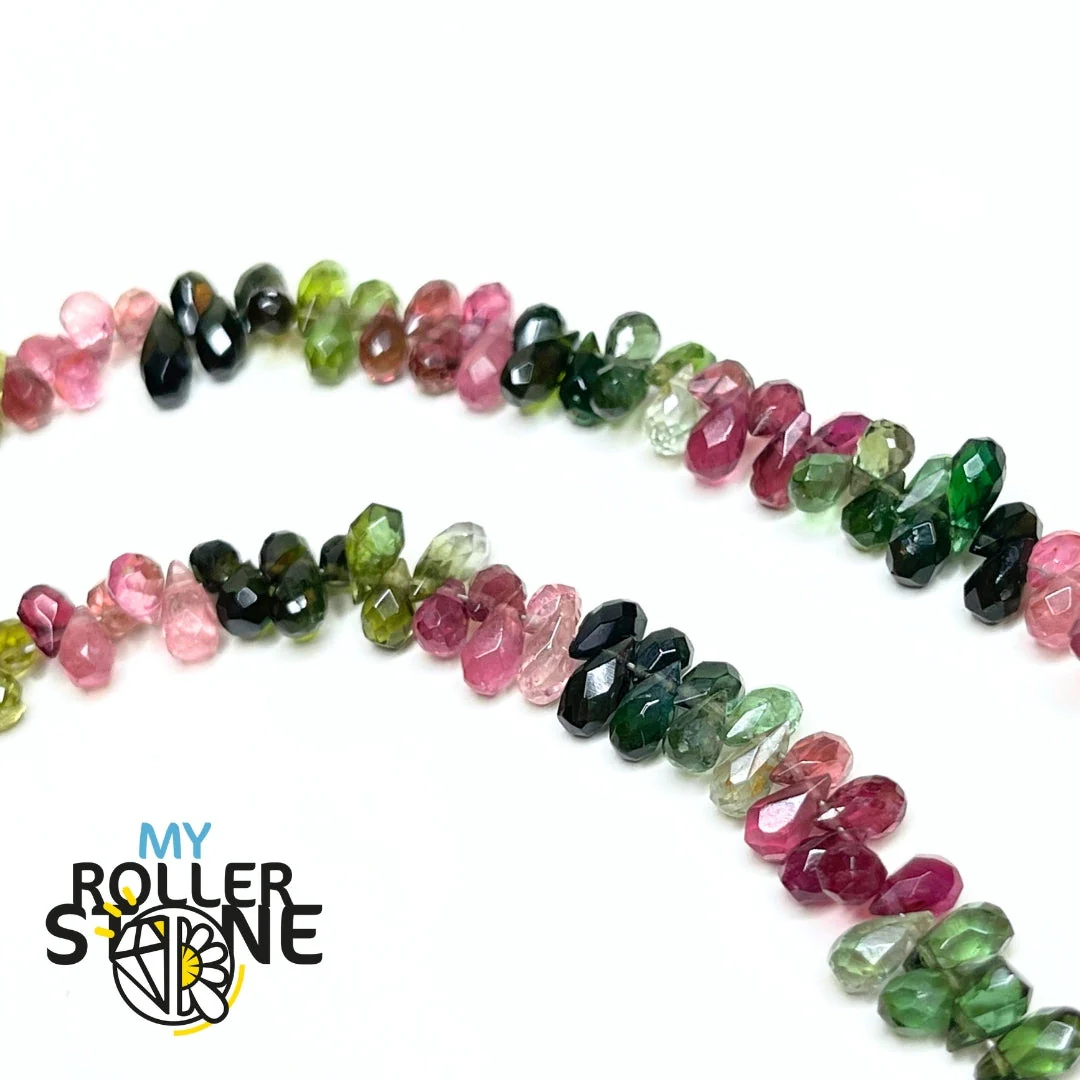 Perle Goutte d'eau Facettée Tourmaline Multicolore 3A