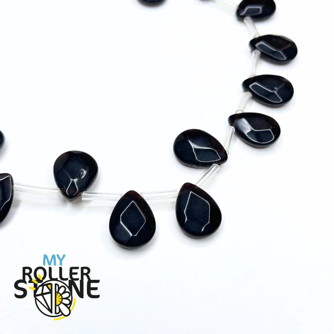 Perle Goutte Facettée Obsidienne Noire - Image 2
