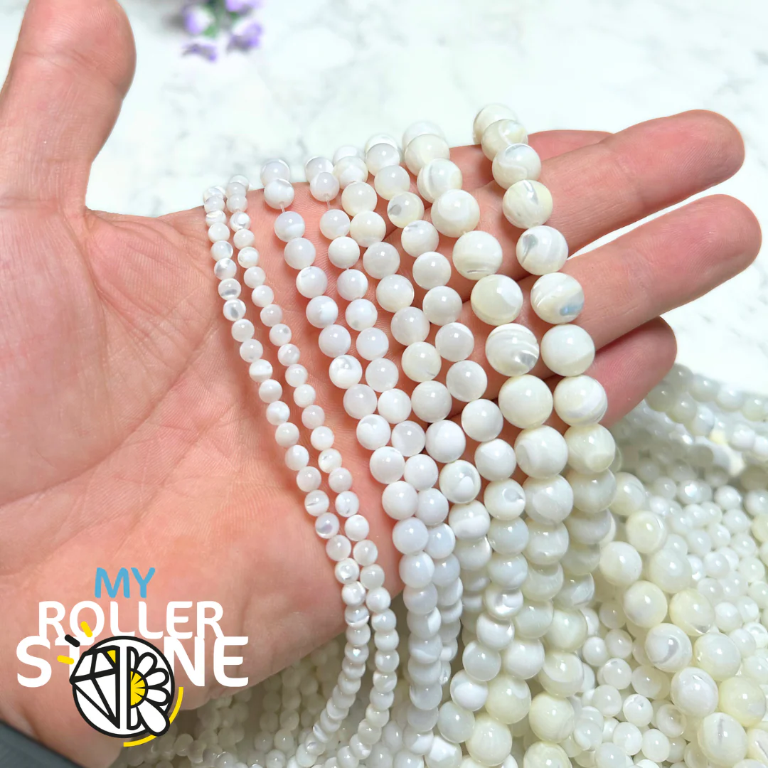 Perle Nacre blanche ronde naturelle ( 2MM à 12 MM)