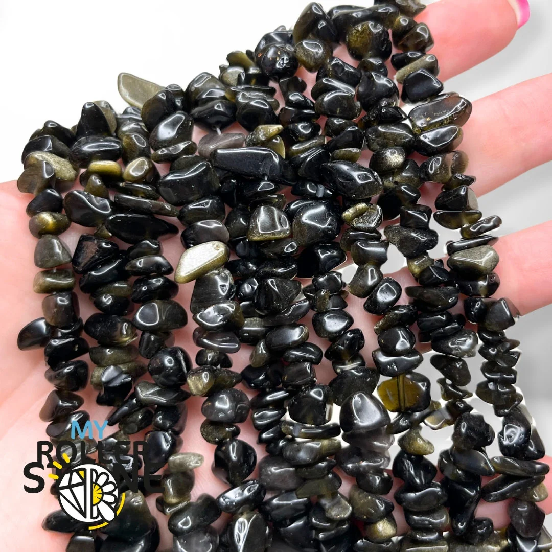 Chips Obsidienne Dorée 78cm
