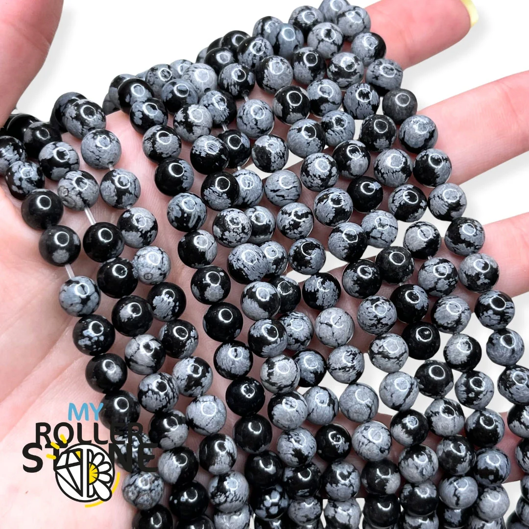 Perle Obsidienne Flocon de Neige 1A