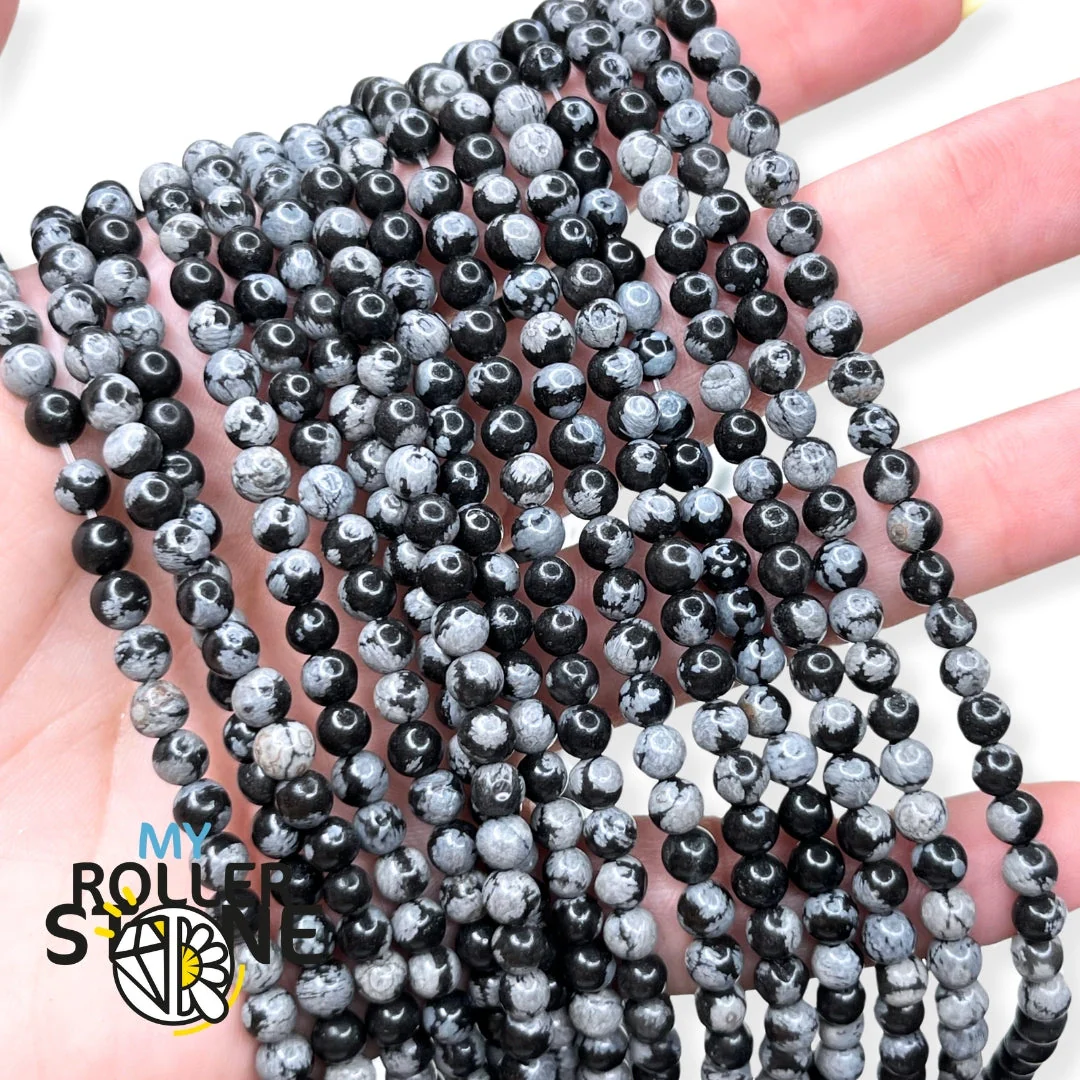 Perle Obsidienne Flocon de Neige 1A - Image 3