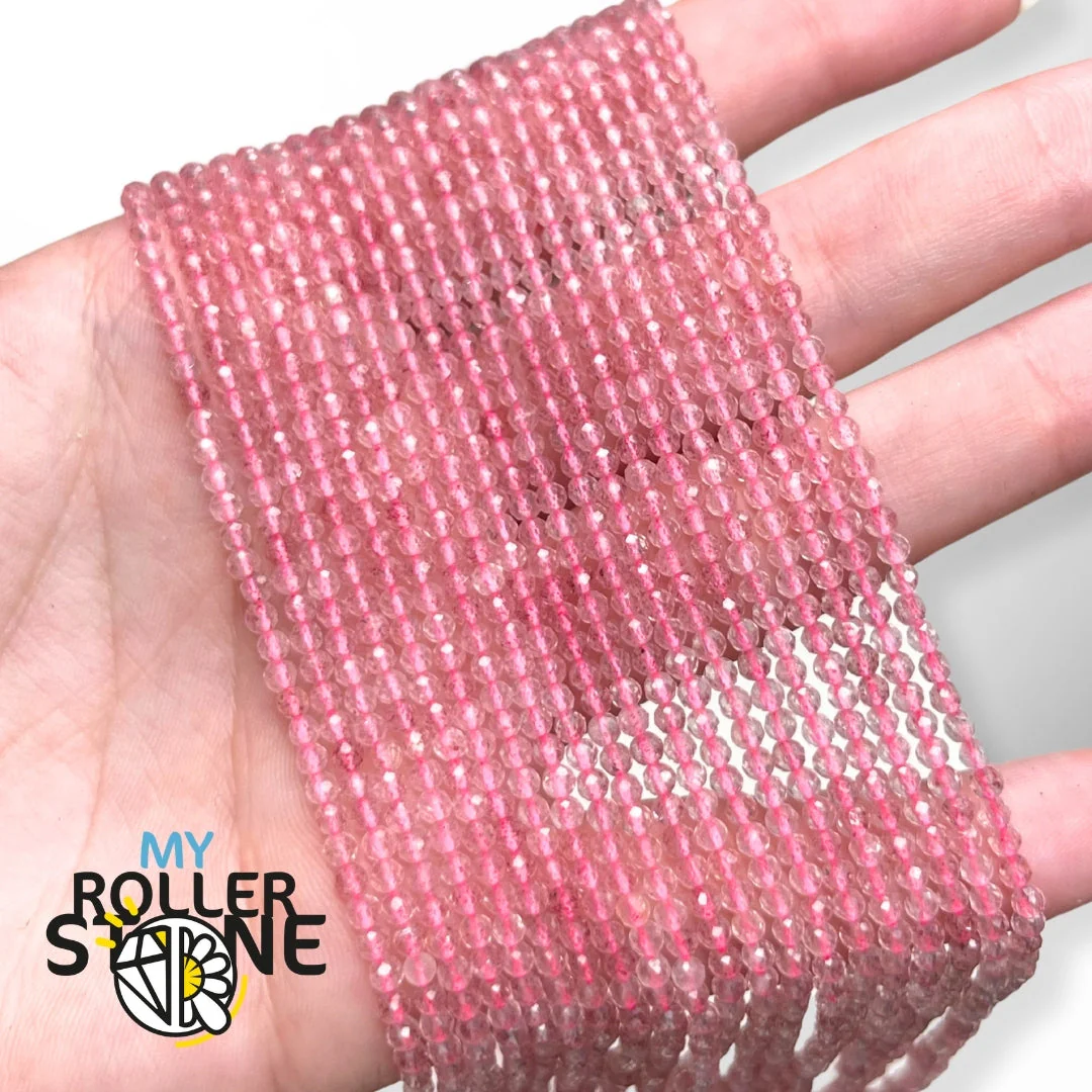 Perle Facettée Quartz fraise 3A (2MM-3MM)