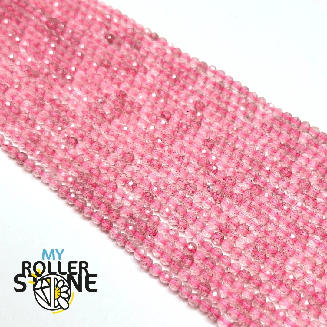 Perle Facettée Quartz fraise 3A (2MM-3MM) - Image 2