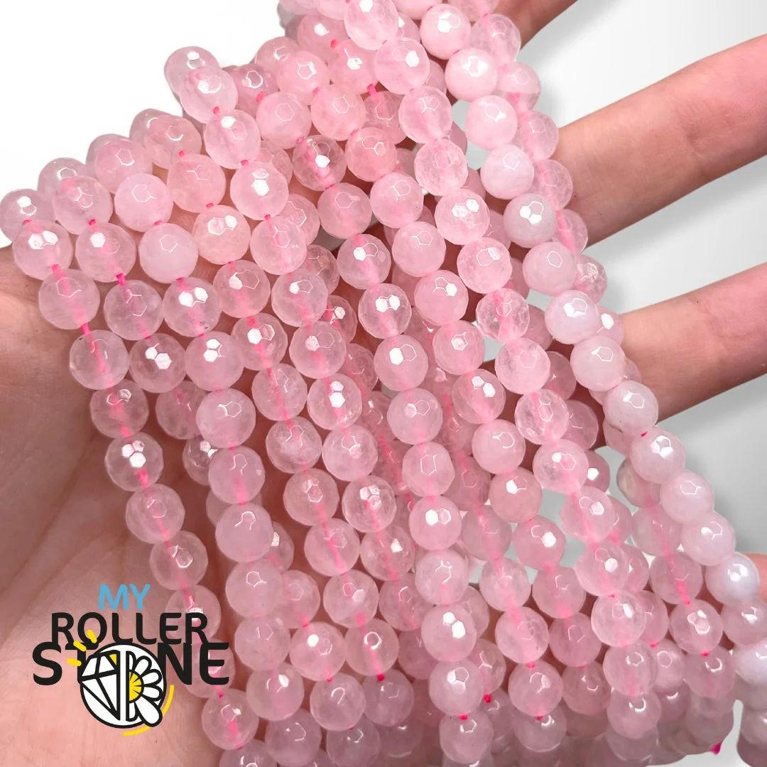 Perle Facettée Quartz rose 4MM - 6MM - 8MM