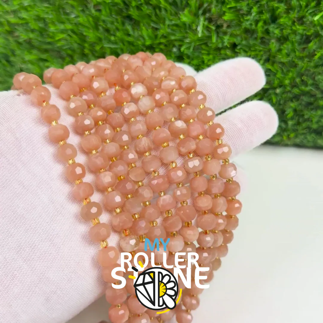 Perle Rondelle Bombée facettée Pierre du Soleil 3A