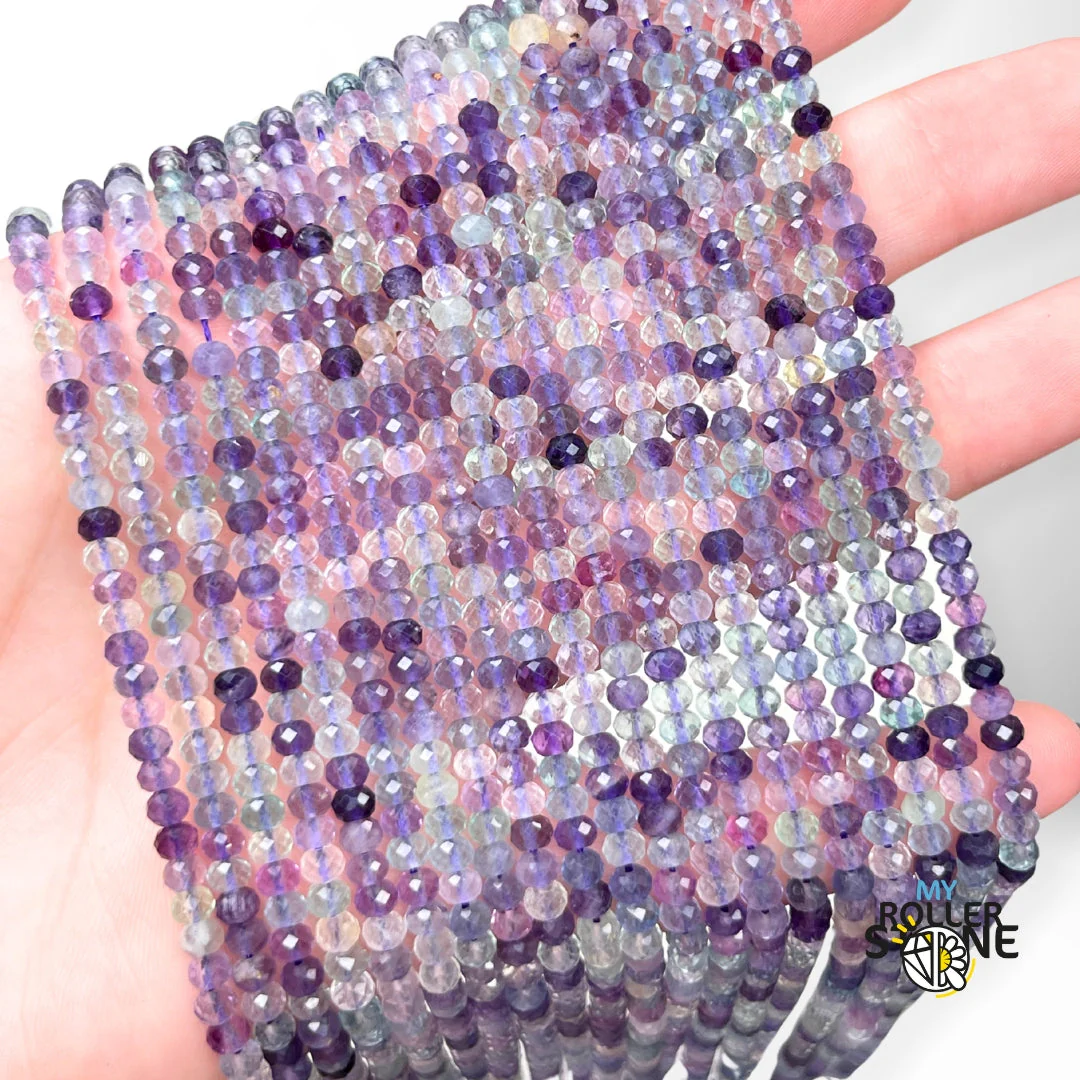 Perle Rondelle Facettée Fluorite Arc-en-Ciel - Image 3
