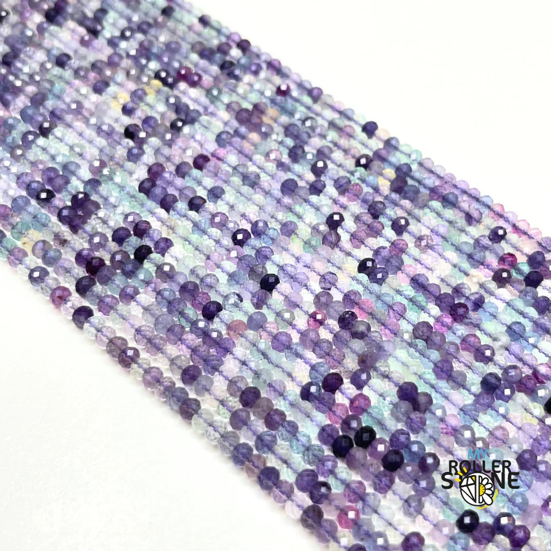 Perle Rondelle Facettée Fluorite Arc-en-Ciel - Image 4
