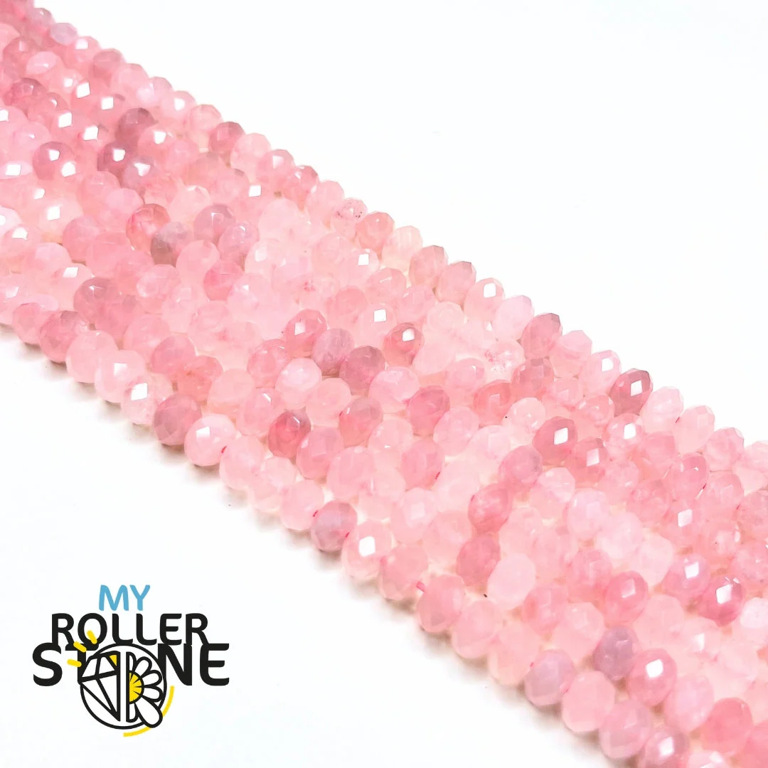 Perle rondelle facettée Quartz rose - Image 2