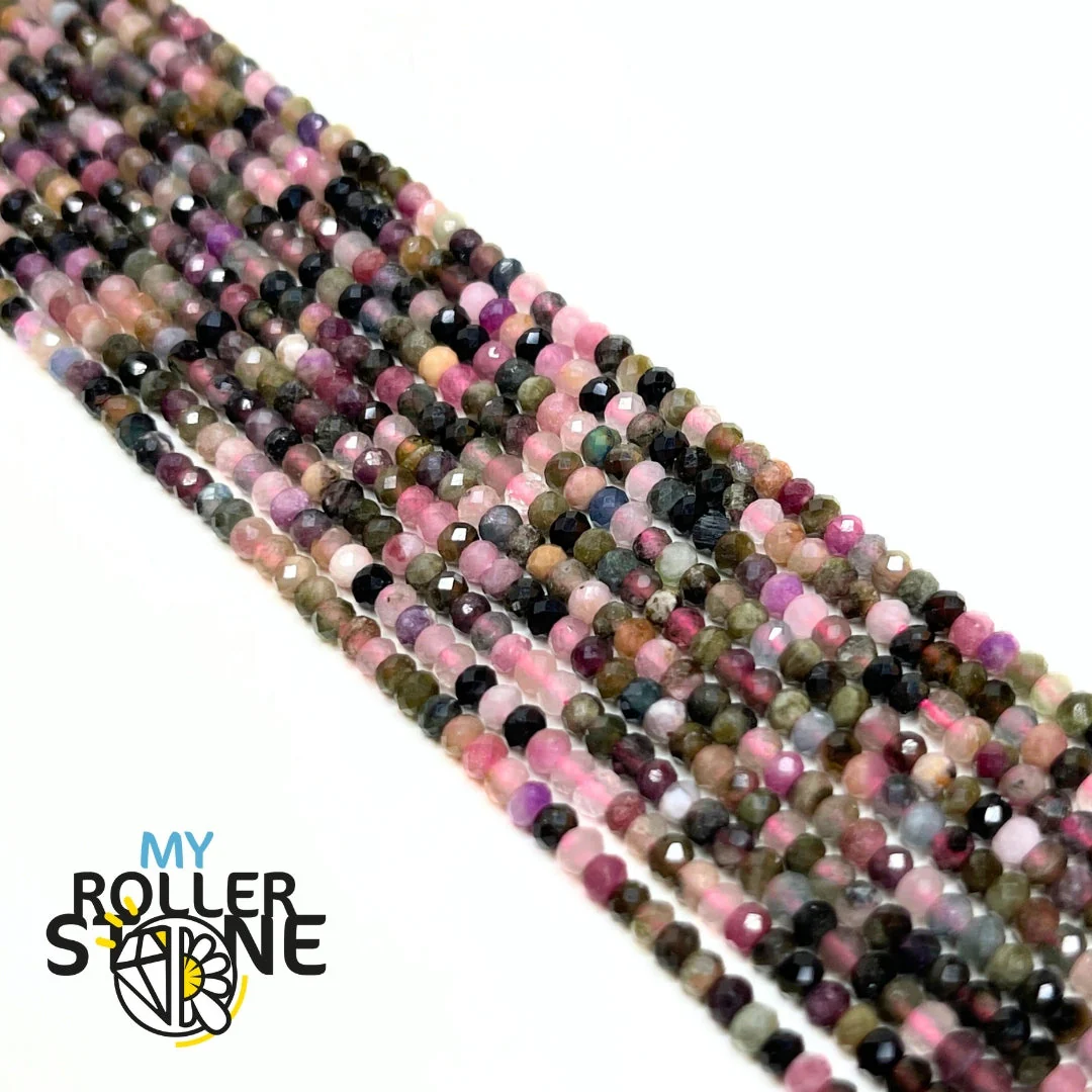 Perle Rondelle Facettée Tourmaline Multicolore - Image 3