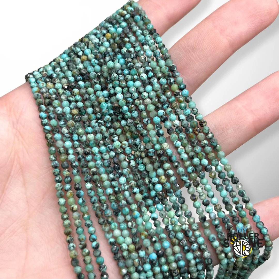 Perle Turquoise Africaine Bleue Facettée 3A