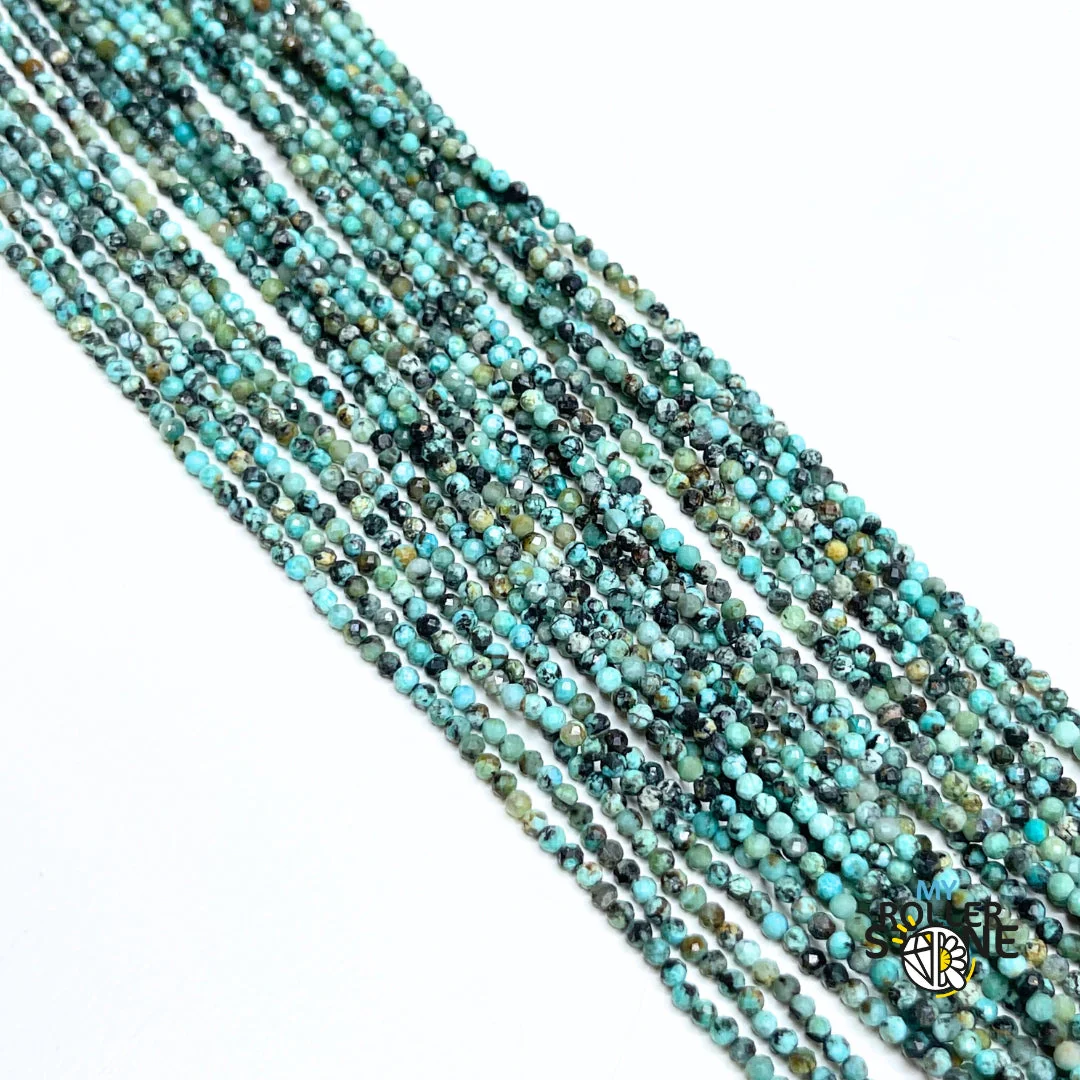Perle Turquoise Africaine Bleue Facettée 3A - Image 2