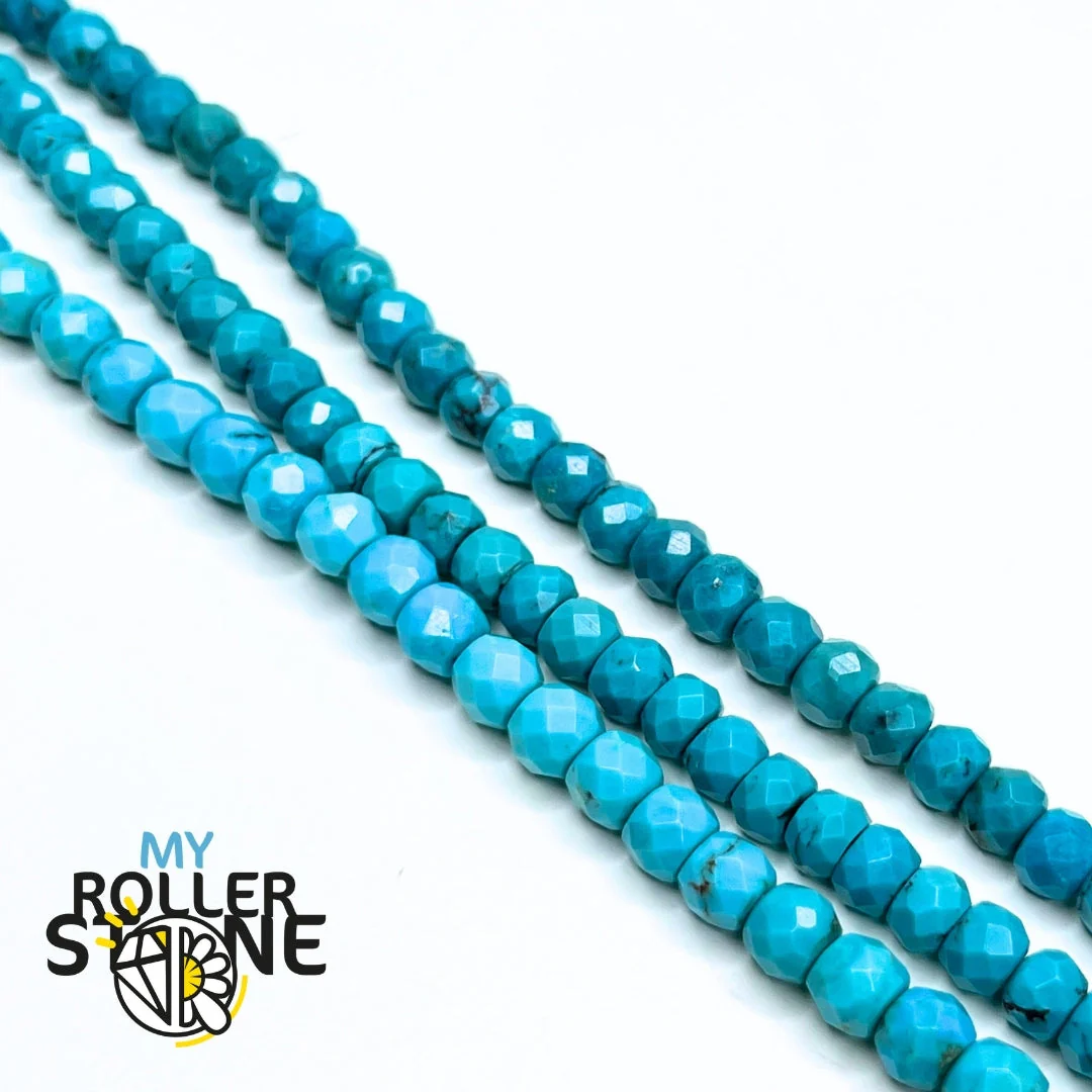 Perle Turquoise Facettée Ronde - Image 2