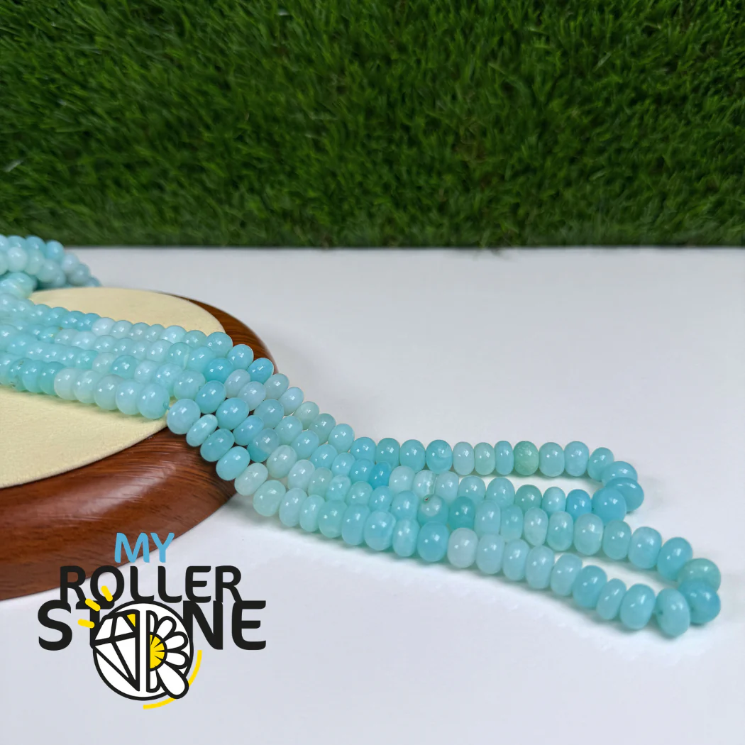 Perles d’Opale Bleue lisses – forme rondelle - Image 2