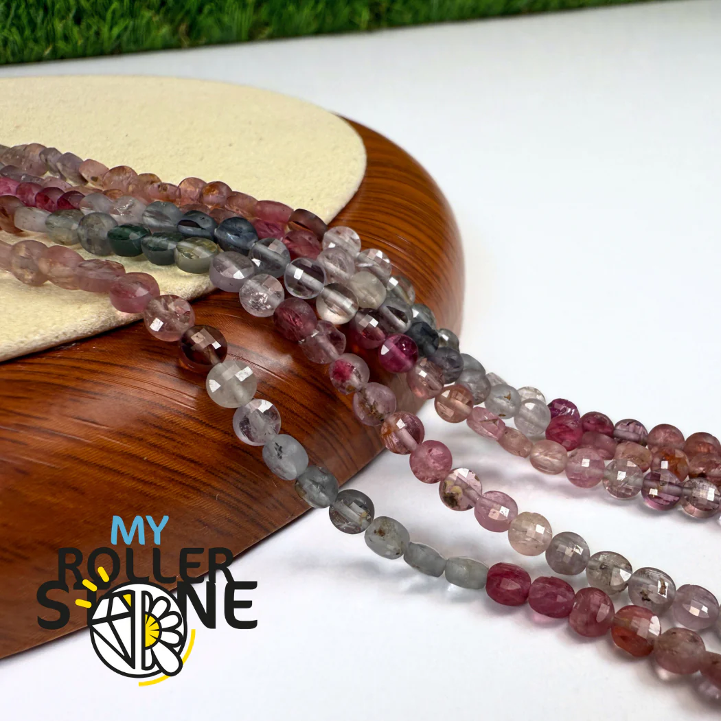 Perles de Spinelle Multicolore facettées – forme palet (coin)