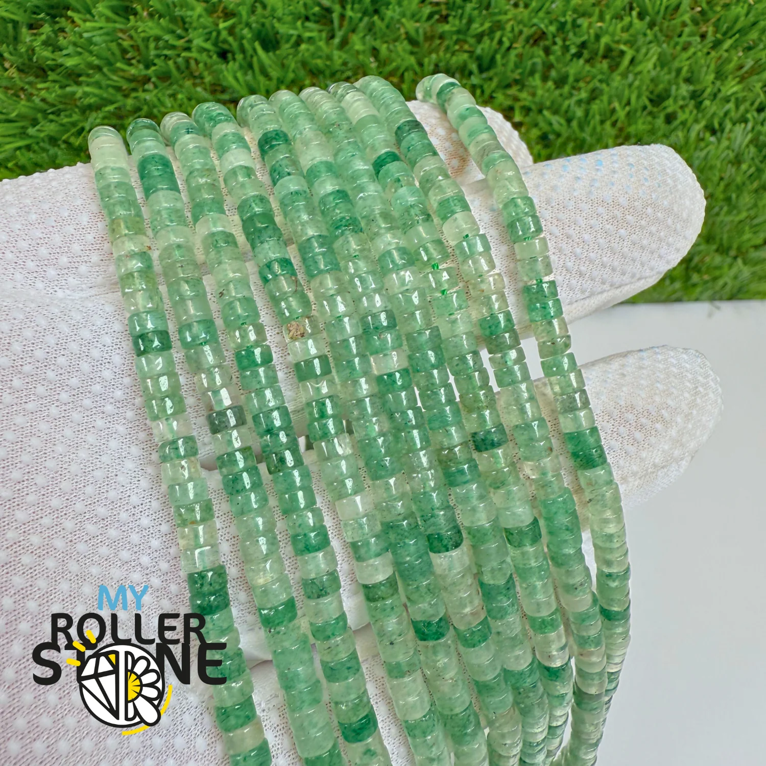 Perles Heishi naturelle Quartz Fraise verte - Image 2