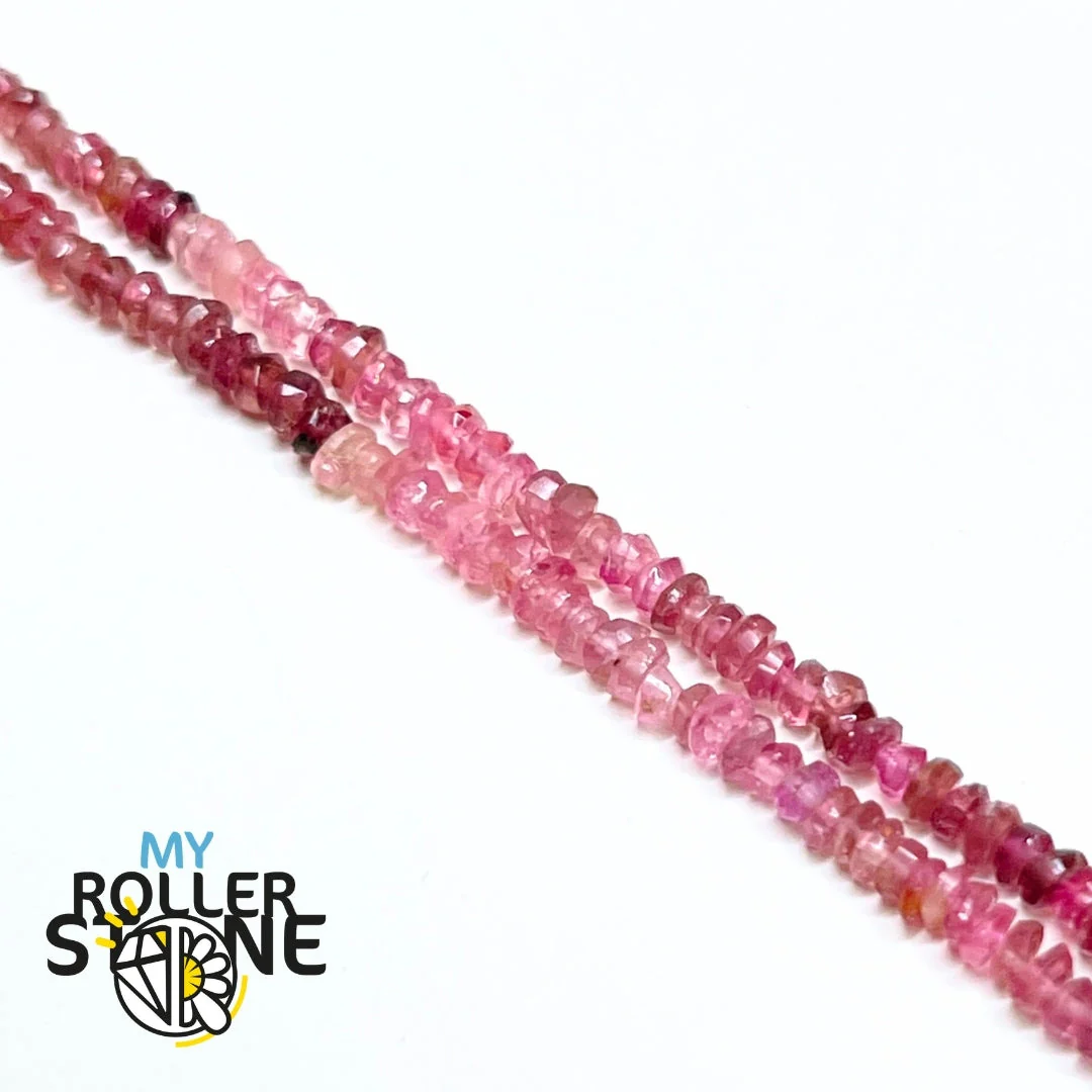 Perles Rondelles Facettées Tourmaline Rose - Image 2