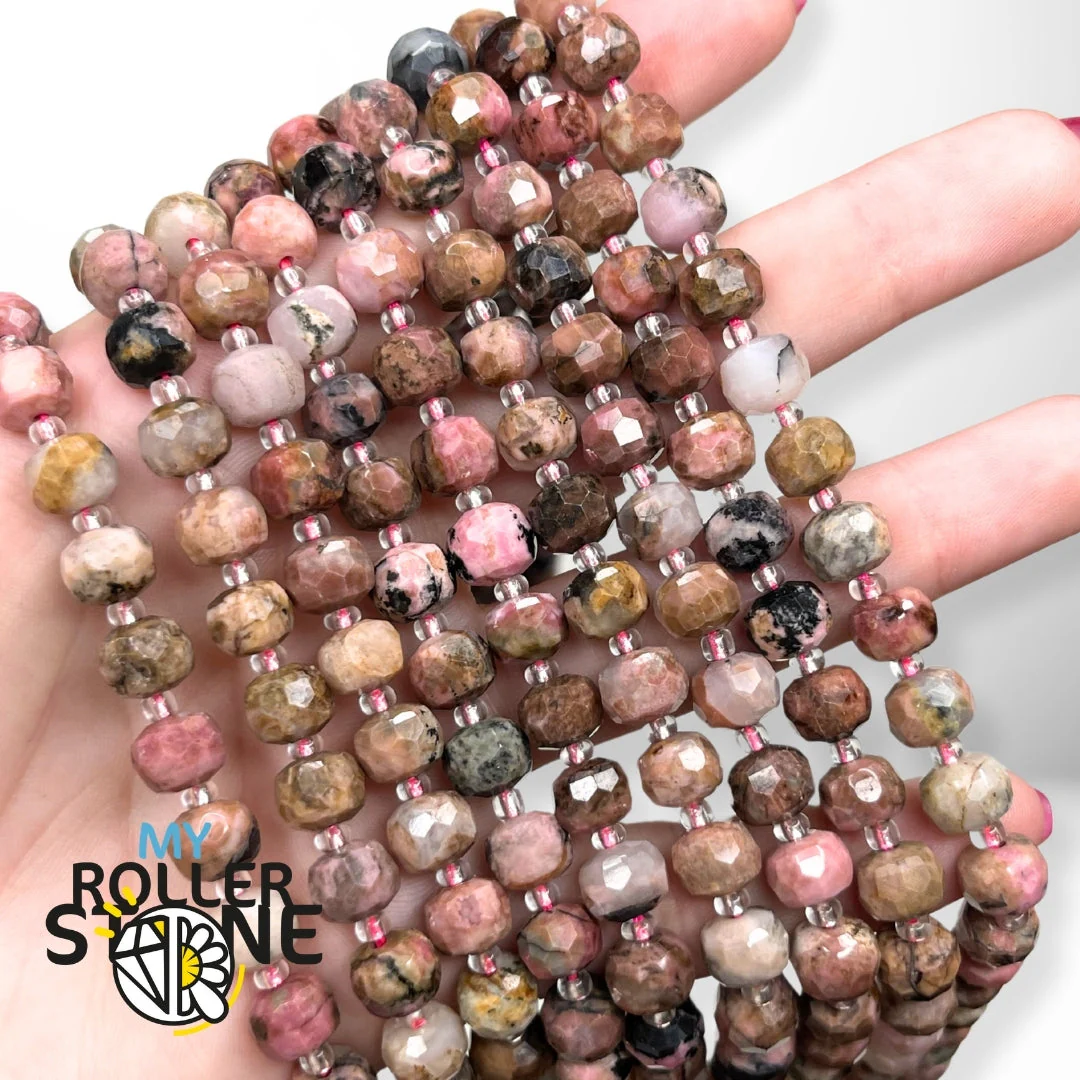 Perles Rondelles Bombées Facettées Rhodonite Australienne