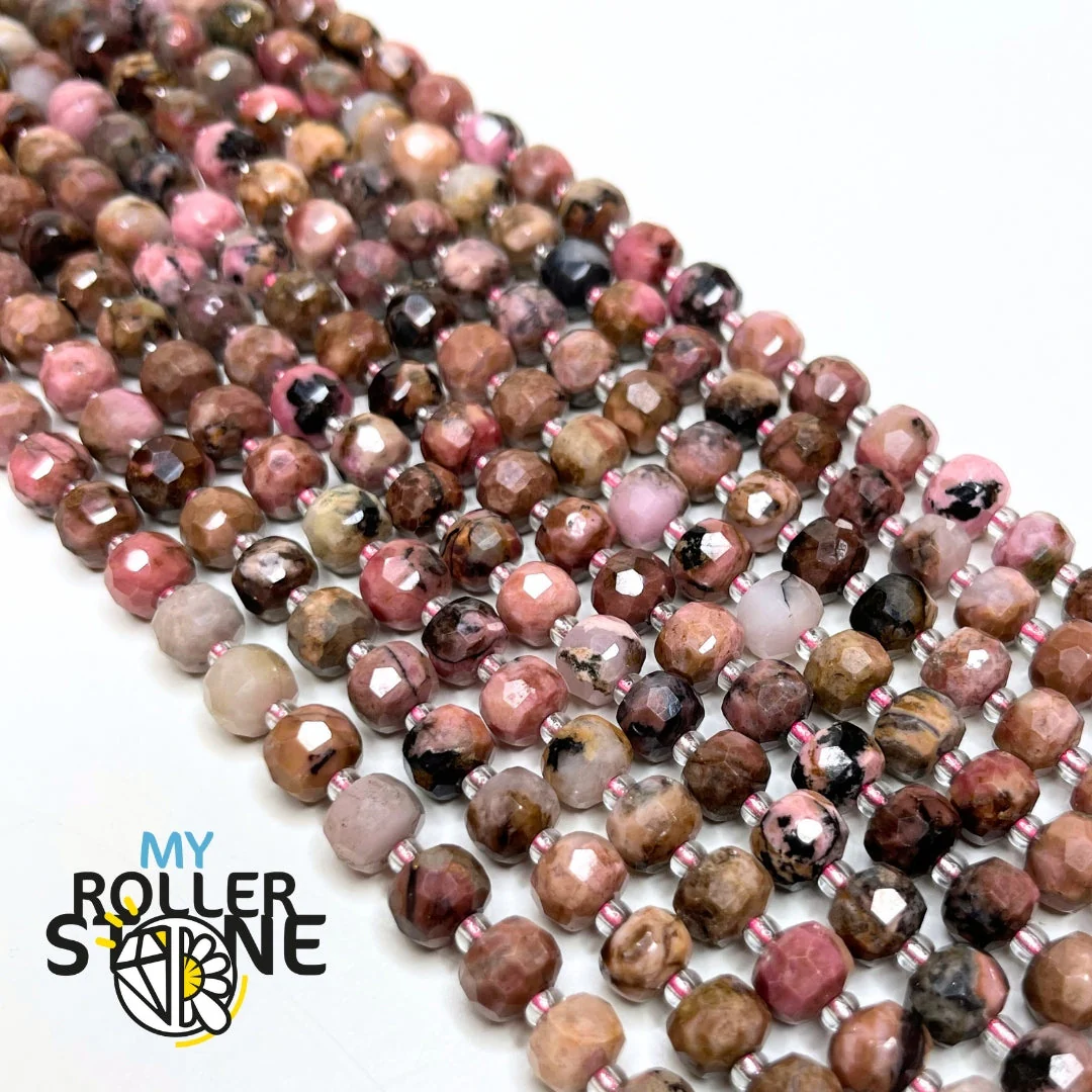 Perles Rondelles Bombées Facettées Rhodonite Australienne - Image 2