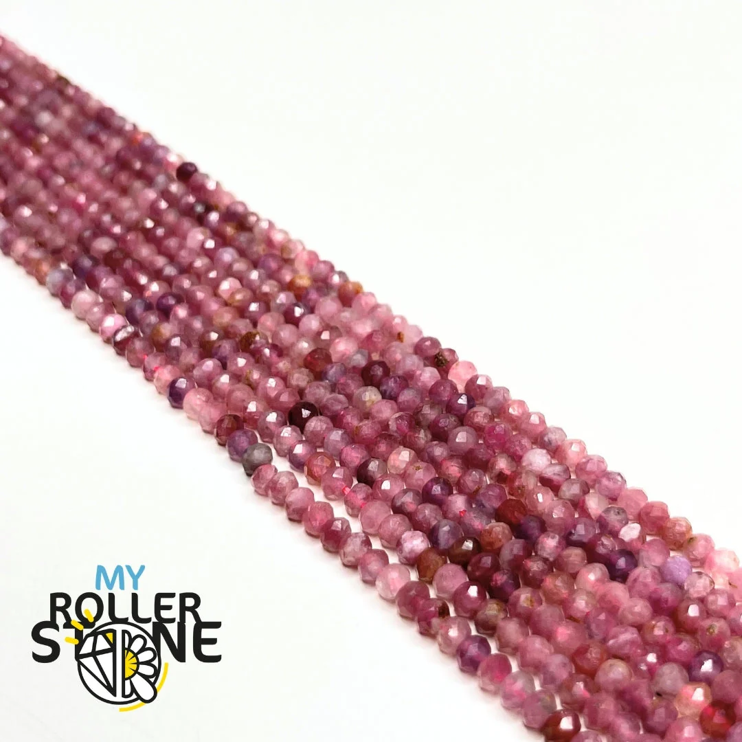 Perle Rondelle Facettée Tourmaline rose - Image 2